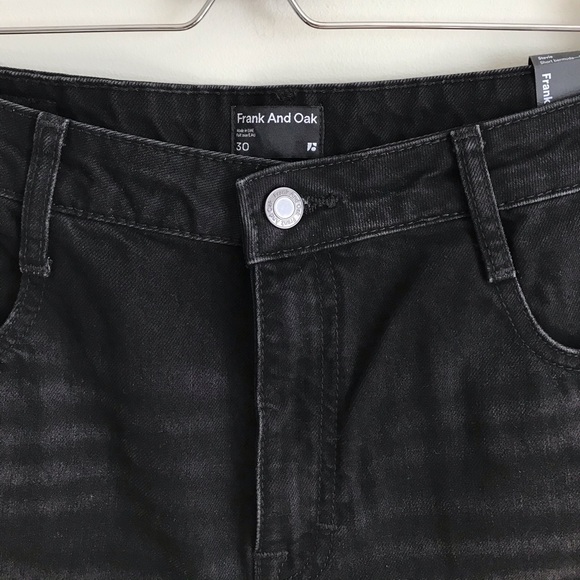 NWT Frank & Oak // The Stevie High Waisted Denim Bermuda Shorts in Black - Picture 4 of 11
